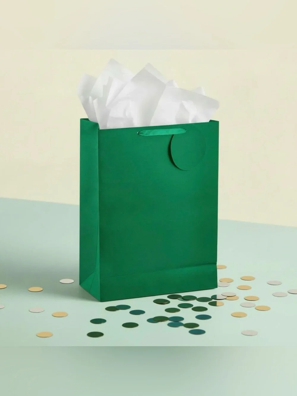 🎉 $5 Jumbo Green Gift Bag with Ribbon Handles